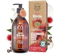 Bionoble Huile de Ricin Bio 500ml - Huile Pousse Cheveux, Cils, Sourcils, Barbe, Ongles - Huile Cheveux - Pure, Naturelle et Pressée à Froid - Vegan Castor Oil - Bouteille en Verre + Pompe