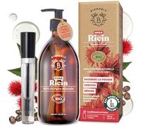 BIONOBLE Huile de Ricin Bio Pressée à Froid + Kit Mascara, 100% Naturelle - Favorise la Pousse, Répare - Huile de Ricin pour Cheveux, Cils, Sourcils - Castor Oil - Flacon Verre, Pompe - 500ml