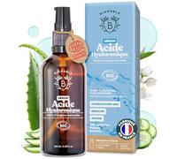 BIONOBLE Sérum Visage Acide Hyaluronique Pur certifié Bio - Soin Hydratant Anti-Âge et Anti-Rides avec Aloe Vera - Bouteille en Verre + Pompe - Serum Acide Hyaluronique Visage Made in France - 100ml