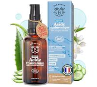 BIONOBLE Sérum Visage Acide Hyaluronique Pur certifié Bio - Soin Hydratant Anti-Âge et Anti-Rides avec Aloe Vera - Bouteille en Verre + Pompe - Serum Acide Hyaluronique Visage Made in France - 30ml