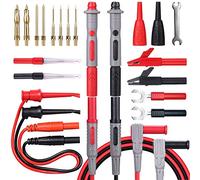 Bionso Kit de 25 câbles de multimètre, kit de fils de test professionnels et améliorés avec sondes de multimètre plaquées or remplaçables, pinces crocodile, crochets de test et broches de sonde
