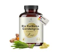 BIONUTRA® Gélules curcuma et herbe d’orge bio hautement dosées 4200 mg/jour, contrôlées résidus, fabrication allemande, véganes sans additifs, herbe d’orge bio et curcuma bio, 270 pièces x 700 mg