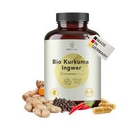 BIONUTRA® Gélules curcuma gingembre bio hautement dosées poivre noir piment 4200 mg/jour, contrôlées résidus, fabrication allemande, véganes sans additifs, 270 pièces x 700 mg
