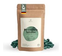 BIONUTRA® Spiruline Chlorella Bio Comprimés 1000 x 250 mg, paroi cellulaire brisée, contrôlés pour les résidus, produits selon le règlement bio UE, vegan, sans lactose & sans gluten, sans additifs