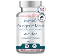 Biophénix Collagène Marin + Complexe BioActif MitoHeal® 90 Gélules Végétales - Anti-Âge - Antioxydant - Peau Hydratée - Peptides de Collagène Type I Peptan® - Riche en Polyphénols