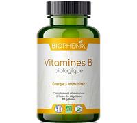 Biophénix Vitamine B biologique 90 gélules - Complément alimentaire BIO 100% naturel à base de végétaux - Vitamines B1, B2, B3, B5, B6, B8, B9 et B12. Energie, vitalité et immunité