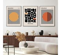 BIopLj Lot de 3 Affiches Géométriques Abstraites Minimalistes Du Milieu Du Siècle Bauhaus Peinture sur Toile Impression D'Art Mural Décoration D'Intérieur-30 * 40Cm/12 * 16 Pouces (Sans Cadre)