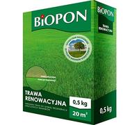 Biopon Graines d'herbe pour mélange de réparation de pelouse, 0,5 kg, semences de gazon faciles d'entretien, semences efficaces pour la rénovation, 0,5 kg de graines pour 20 m² de gazon