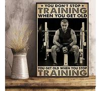 Biopracess Affiche en métal avec inscription « You Don¡¯T Stop Training When You Get Old » - Décoration d'intérieur - 20,3 x 30,5 cm