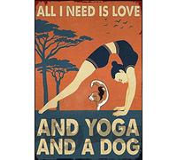 Biopracess Beagle All I Need Is Love And Yoga And A Dog Affiche décorative vintage en métal 20,3 x 30,5 cm