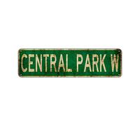 Biopracess Central Park W Decor Plaque de rue en métal rustique vintage rétro 10,2 x 40,6 cm