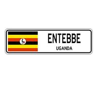 Biopracess Entebbe Panneau de rue Ouganda Drapeau Ougandais Ville Campagne Route Panneau de rue Extérieur Panneau de Métro 10,2 x 40,6 cm