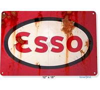 Biopracess Esso - Plaque d'avertissement en métal pour station de pompe à essence - Décoration pour garage, magasin, magasin, bar - 20,3 x 30,5 cm