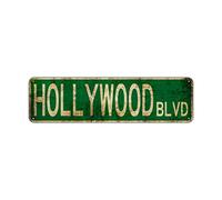 Biopracess Hollywood BLVD Plaque murale en métal avec inscription « Man Cave Bar Street » rustique vintage 10,2 x 40,6 cm