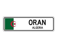 Biopracess Oran Plaque de rue Algérie Drapeau Algérie Ville Pays Route Cadeau Plaque de rue 10,2 x 40,6 cm