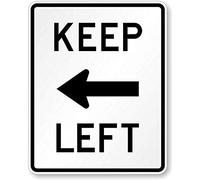 Biopracess Panneau d'avertissement de sécurité « Keep Left » (symbole de flèche) en aluminium 20,3 x 30,5 cm