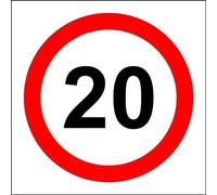 Biopracess Panneau de limitation de vitesse 20 km/h - Panneau en métal amusant - 30,5 x 30,5 cm
