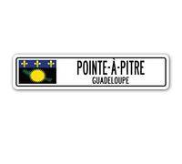 Biopracess Panneau de rue Pointe-e-Pitre Guadeloupe en aluminium - Drapeau de la Guadeloupe - Plaque de rue vintage - 10,2 x 40,6 cm