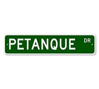Biopracess PETANQUE Plaque de rue, panneau décoratif en métal avec boules sportives, 10,2 x 40,6 cm