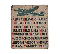 Biopracess Pilot Code Phonetic Alphabet Retro Military Metal Sign Retro Vintage Tin Sign Metal Poster Wall Art Decor 20,3 x 30,5 cm