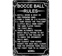 Biopracess Plaque amusante en métal avec inscription « Bocce Ball Rules Moden » - Plaque en métal rétro vintage - Décoration murale - 20,3 x 30,5 cm