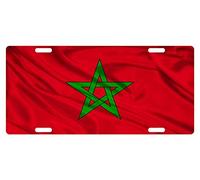 Biopracess Plaque d'immatriculation avec drapeau du Maroc 15,2 x 30,5 cm