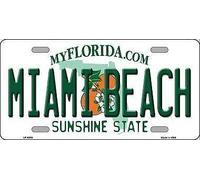 Biopracess Plaque d'immatriculation fantaisie en métal Miami Beach Florida 15,2 x 30,5 cm