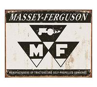 Biopracess Plaque en étain avec logo Massey Ferguson - Décoration murale rétro - Décoration murale - Café - Bar - 20,3 x 30,5 cm