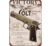 Biopracess Plaque en métal 20,3 x 30,5 cm Colt M1911 Victory - Look vintage - Reproduction de plaque en métal
