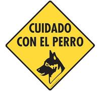 Biopracess Plaque en métal avec inscription « Beware of Dog » - Motif chien espagnol Cuidado Con el Perro - En aluminium - 30,5 x 30,5 cm