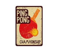 Biopracess Plaque en métal de style typographique de ping-pong - Affiche en métal rétro vintage - Décoration murale - 20,3 x 30,5 cm