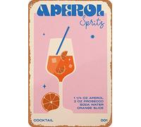 Biopracess Plaque en métal vintage - Affiche de cocktail Aperol Spritz - Cadeau pour l'école - Plaque en métal rétro vintage - Décoration murale - 20,3 x 30,5 cm