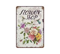Biopracess Plaque en métal vintage fleuriste - Art mural pour la maison, le jardin, la terrasse - Plaque en métal rétro vintage - Décoration murale - 20,3 x 30,5 cm