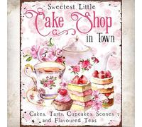 Biopracess Plaque en métal vintage pour gâteaux, gâteaux, tartes, thé, boulangerie, décoration murale, 20,3 x 30,5 cm