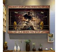 Biopracess Plaque murale décorative en étain avec inscription « Fitness You Don¡¯T Stop Lifting When You Get Old For Home » - 20,3 x 30,5 cm