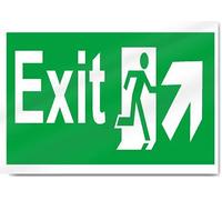 Biopracess Plaque murale vintage en étain avec inscription « Exit Up Right » - Plaque murale de sécurité amusante - Peinture en fer vintage - Plaque en métal - 20,3 x 30,5 cm