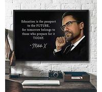 Biopracess Poster « Education Is The Passport To The Future » de Malcolm X avec citation de Malcolm X - Poster vintage - Droits civils - Cadeau amusant - 20,3 x 30,5 cm