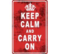 Biopracess Poster en métal avec inscription « Keep Calm And Carry On » - Décoration murale - 20,3 x 30,5 cm