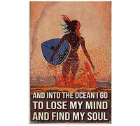 Biopracess Poster en métal « Surfing And Into The Ocean I Go To Lose My Mind » - Décoration murale pour salle de jeux - 20,3 x 30,5 cm