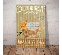 Biopracess Poster Golden Retriever Dog Laundry Company - Décoration murale - 20,3 x 30,5 cm