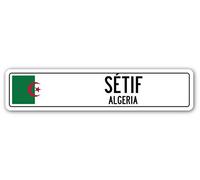 Biopracess Setif Plaque de rue Algérie Drapeau Algérie Ville Pays Route Cadeau Plaque de rue 10,2 x 40,6 cm