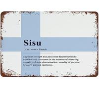Biopracess Sisu Definition Print Nordic Print Sisu Panneau en métal Art Finlande Plaque en métal rétro vintage Affiche en métal Décoration murale 20,3 x 30,5 cm