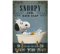 Biopracess Snoopy And Co - Affiche murale vintage en métal avec inscription « Bath Soap Wash Your Paws » - 20,3 x 30,5 cm
