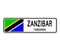 Biopracess Zanzibar Panneau de rue Tanzanie Drapeau Tanzanien Ville Campagne Route Cadeau Plaque de rue 10,2 x 40,6 cm