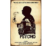 Bioprocess Affiche classique de psycho du film d'horreur vintage en étain style plaque murale publicitaire en métal plaque murale décoration murale panneau en métal 20,3 x 30,5 cm affiche SP40