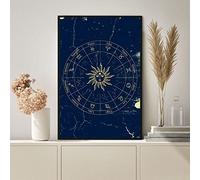Bioprocess Affiche de roue du zodiaque tableau des constellations carte astrologique Astral Ch 12 signes du zodiaque astrologie horoscope cadeau decoration murale en metal 20,3 x 30,5