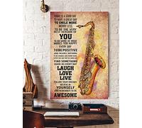 Bioprocess Affiche de saxophone, affiche musicale, décoration d'intérieur, art, décoration murale, décoration de cuisine, affiche en métal 20,3 x 30,5 cm