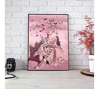 Bioprocess Affiche de sensibilisation au cancer du sein - Motif fleurs roses et papillons - Ruban rose - Art mural - 20,3 x 30,5 cm