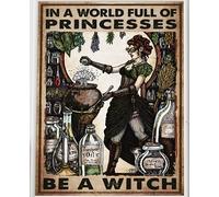 Bioprocess Affiche de sorcière, art de sorcière, cadeaux de sorcière dans un monde plein de princesses décoration de cuisine décoration murale affiche en métal 20,3 x 30,5 cm
