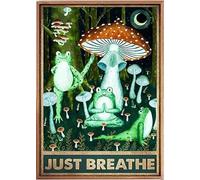Bioprocess Affiche de yoga, affiche de yoga grenouille hippie, affiche de respiration, affiche de méditation, cadeau pour les amateurs de yoga, panneau en métal pour intérieur ou extérieur, décoration